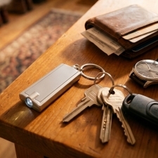Plastic keyring with LED light BATH