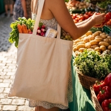 Recycled cotton bag with long handles 140 g/m² CHELMSFORD